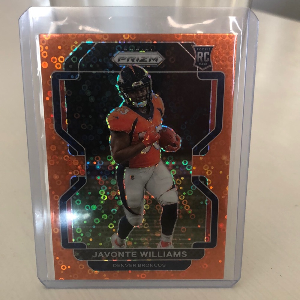 Javonte Williams orange disco RC card